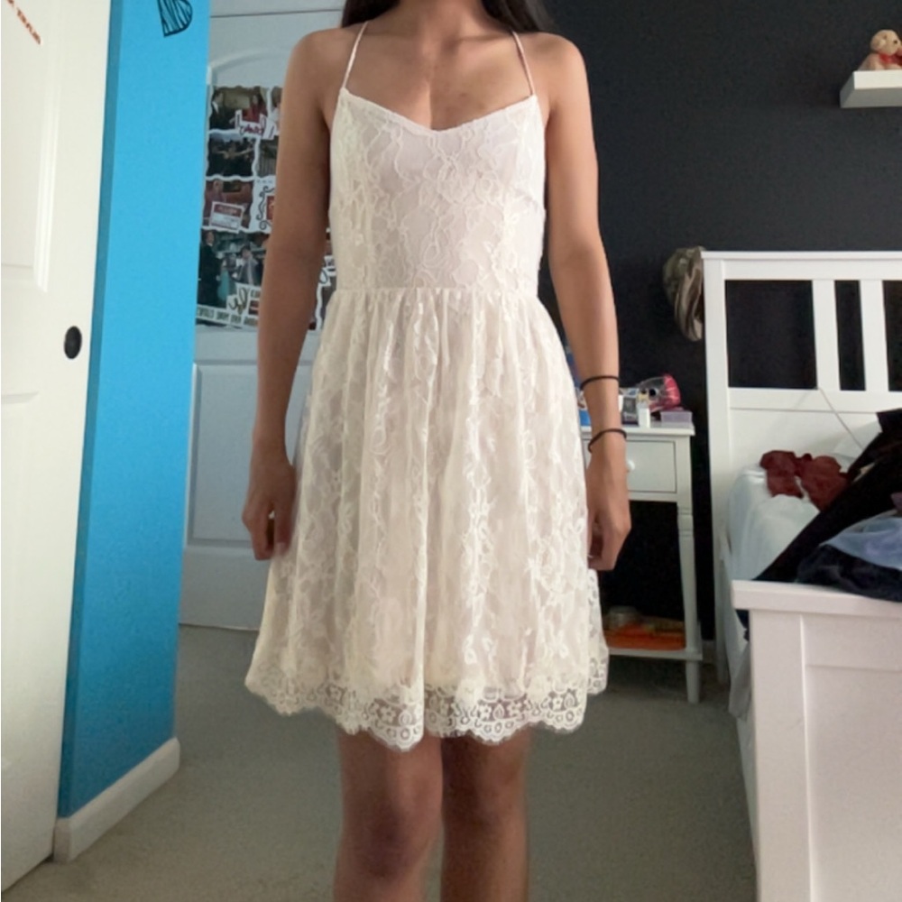 Abercrombie & Fitch Cream Spaghetti Strap Mini Dress